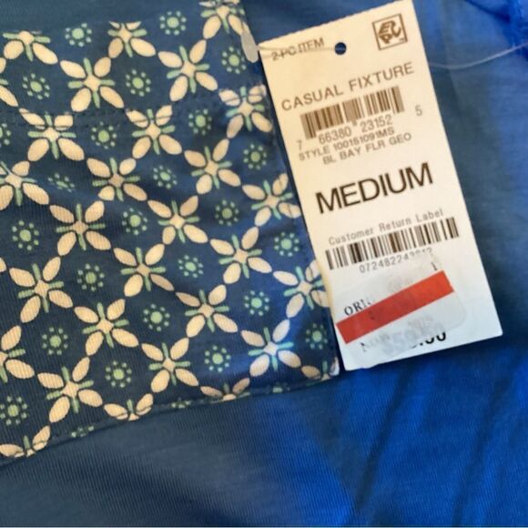 NWT. Jenni Brand Women’s 2 PC Pajama Set Size Medium in Blue and White - Picture 3 of 14